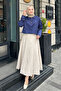 Three Button Drawstring Shirt - Navy Blue - 3