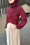 Double Draped Blouse - Burgundy - 4