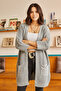 Women's Gray Oversize Model Knitwear Cardigan