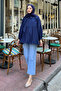 Missy Pleated Shirt - Navy Blue - 3