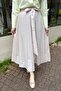 Stone Color Broken Pleated Poplin Skirt
