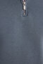 Unisex Relax Fit Relaxed Cut Cotton Fleece Inside Half Zipper Gray Stand Collar Sweatshirt - 6