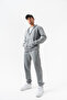 Unisex Gray Washed Zippered Hooded 100% Cotton Oversize Fit Tracksuit Set
