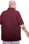 Mode Xl Oversize Men's T-shirt Polo Collar Embroidered Classic Pique 20553 Plum - 4
