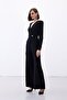 Double Breasted Ornamental Jewelled Crepe Jumpsuit - Black - 4