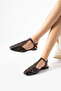 Women's Brown Sandals Flat Sole Closed Toe Ankle Strap Casual Shoes Livena - 3