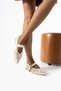 Women's Beige Velvet Ballet Flats Pointed-Toe Buckled Casual Shoes Nero - 4