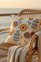 Buldan Handwork Floral Pattern Gray Tassel Punch Embroidery Cotton Throw Pillow Cover 42X42Cm - 8