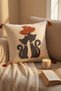 Colorful Cat Motif Punch Embroidered Decorative Throw Pillow Cover Cotton 42X 42 cm - 4