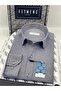 Slim Fit Long Sleeve I'M so in Love Embroidered Gift Boxed Men's Shirt Fs-001376 - Navy Blue White