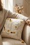 Colorful Spring Flower Punch Embroidered Decorative Tassel Throw Pillow Cover Cotton 42X42 cm - 4