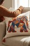 Colorful Ethnic Elephant Punch Embroidered Decorative Tasseled Throw Pillow Cover Cotton 42X42 cm - 5