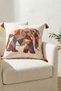 Colorful Ethnic Elephant Punch Embroidered Decorative Tasseled Throw Pillow Cover Cotton 42X42 cm - 3
