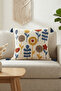 Colorful Flower Garden Punch Embroidered Decorative Tufted Throw Pillow Cover Cotton 42X42 cm