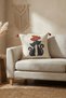 Colorful Cat Motif Punch Embroidered Decorative Throw Pillow Cover Cotton 42X 42 cm