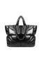 Black Quilted Inflatable Pouf Women's Shoulder Bag - 3