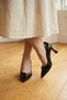 Buckle Detailed Women's Black Patent Leather Pointed Toe Heeled Shoes - 5