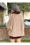 Women's Plush Oversized Jacket Coat with Bag Pockets - 6