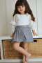Girls' Double Set - Ruffled White Blouse & Patterned Shorts - 2