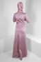 STONE DETAILED BELTED SATIN EVENING DRESS 50307 - 3
