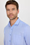 Men's Classic Fit Long Sleeve Cotton Easy-Iron Dobby Blue Shirt - 2