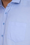 Men's Classic Fit Long Sleeve Cotton Easy-Iron Dobby Blue Shirt - 3