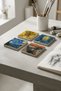 Van Gogh and Edward Munch Painting-Themed Natural Stone Travertine Coasters Set of 4 - 2