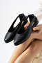 Black Leather Open-Side Sandals - 5