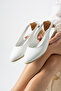 White Leather Open-Sided Sandals - 5