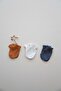 3-Piece Indigo-Cream Cinnamon Color Newborn Gloves Set Model 4 - 5