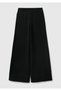 Women's Black Viscose Blend Wide Leg Pants with Elastic Waist - 4