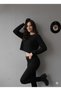 Women's Thessaloniki Knitted Long Sleeve Crew Neck Knitwear Short Sweater