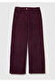 Women's plum 100% cotton straight leg pants with front patch pockets - 2
