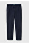 Men's Navy Blue 100% Cotton Buttoned Waist Trousers - 2