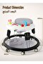 Indy Round Baby Walker with Music for Kids with 5 Height Adjustable & Food Tray Grey - 6