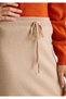 Women's Beige Cotton and Wool Blend Ribbed Detailed Lace-Up Knitted Skirt - 6