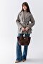 Meet Terra Bitter Brown Suede Look Large Volume Women's Shoulder Bag with Lock Accessory - 6