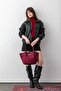 Meet Terra Burgundy Suede Look Large Volume Women's Shoulder Bag with Lock Accessory - 3
