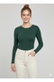 Women's Crew Neck Long Sleeve Green Long Viscose Blouse