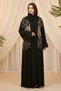 Women's Premium Black Embroidered Abaya With Inner 2 Pieces Casual For Muslim Ladies Abayas Dress