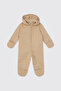 Newborn Long Sleeve Quilted Beige Jumpsuit with Booties