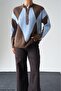 Button Detailed Diamond Pattern Premium Sweater - 3