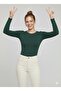 Women's Crew Neck Long Sleeve Green Long Viscose Blouse - 2