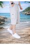 Men's Bermuda Shorts Long Capri K Cargo Pocket İ Long Capri Above the Knee High Waist Lycra Stone Color - 2