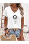Sun and Moon Printed Women's Oversize V-Neck T-Shirt