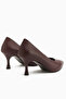 Kiara Genuine Leather Claret Red Women's Heeled Shoes Stiletto - 5