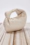 Women's Knitted Patterned Handbag Knot Detailed Handle Design Minimalist Form Compact Size - 5