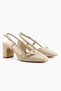 Judy Beige Metal Buckle Blunt Toe Heeled Women's Shoes - 5