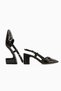 Judy Black Metal Buckle Blunt Toe Heeled Women's Shoes - 7