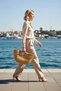 Women's Straw Weave Oval Medium Size Handbag Woven Structure Handle Detail Large Internal Volume Stylish Model - 3